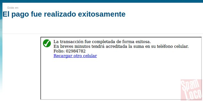 phishing carga exitosa de saldo