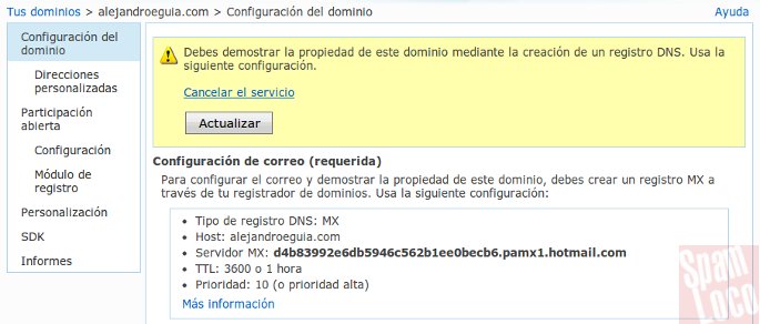 registros dns correo outlook