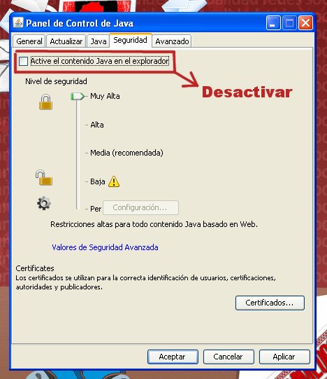 desactivar java navegadores