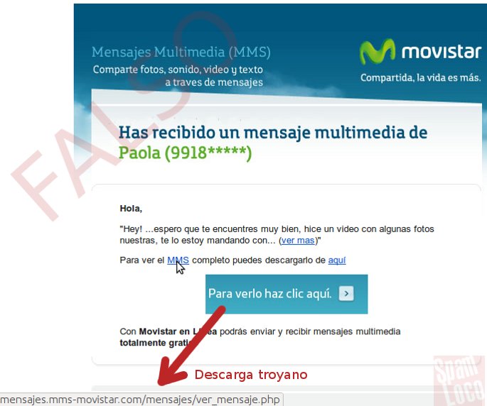 mms correo falso mensaje