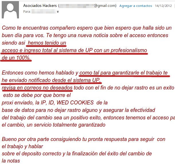 hacker notas de universidad estafa