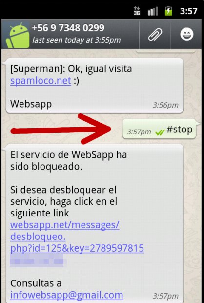 stop websapp para bloquear mensajes