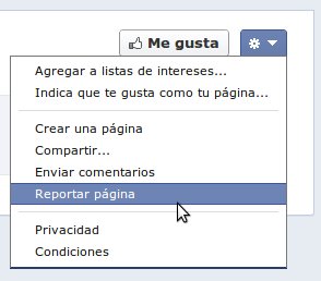 reportar pagina en facebook