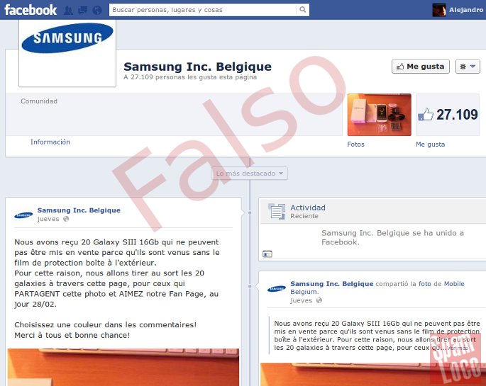 facebook falso samsung belgica para sorteos