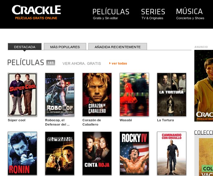 peliculas gratis en crackle