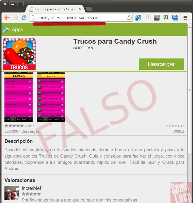 google play falso con candy crush