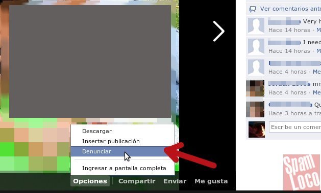 denunciando foto en facebook