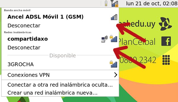 conectado al 3g y a la red wifi que comparte internet