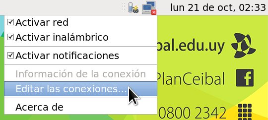 menu para editar las conexiones en gnome