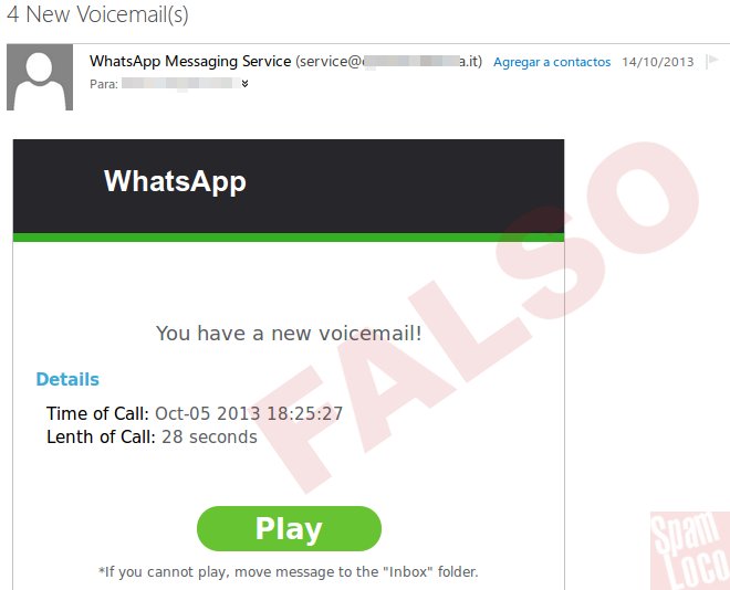 voicemail whatsapp correos falsos