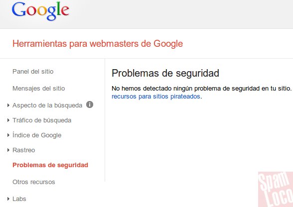 seccion seguridad en las herramientas para webmasters