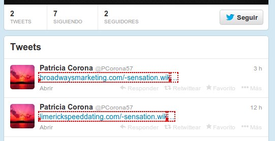 dos tweets spam en un perfil falso