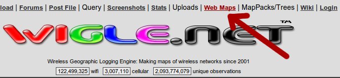 accediendo al mapa de wigle