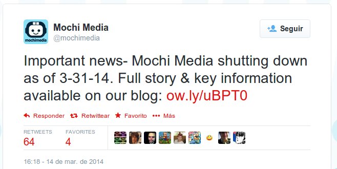 tweet anunciando el cierre de mochi media