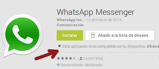 whatsapp no compatible con tablet galaxy tab 2