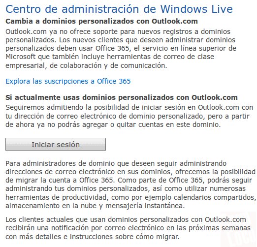 dominios personalizados de outllok ya no es gratis