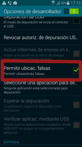 permitir ubicaciones falsas en Android