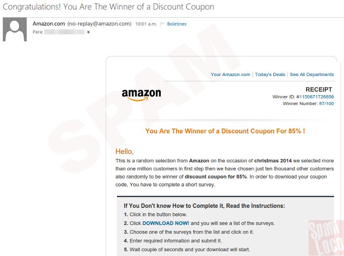 spam de amazon con cupon de descuento