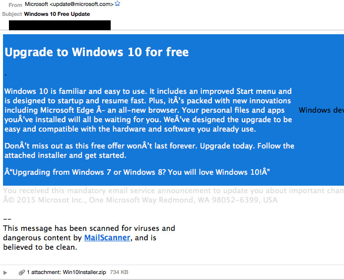 windows 10 correo falso