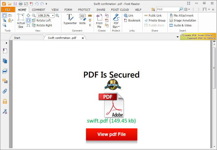 PDF con enlace falso a otro PDF