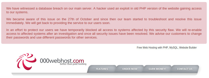 000webhost mensaje de hackeo