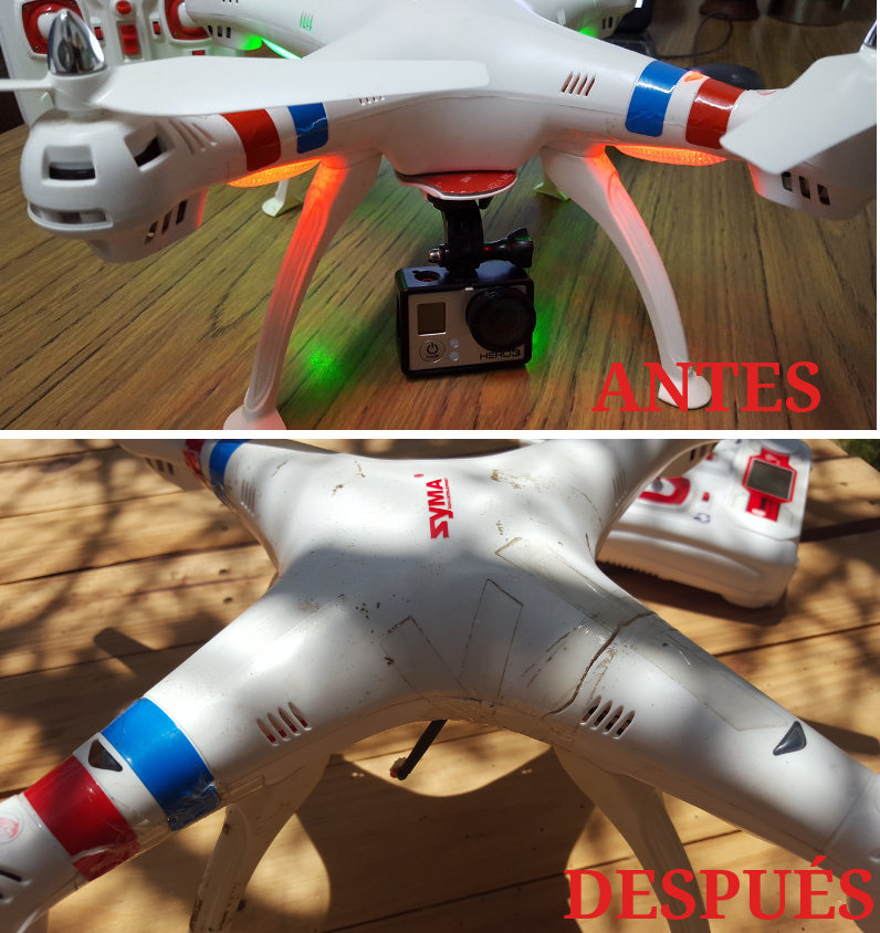 drone syma con algunos golpes