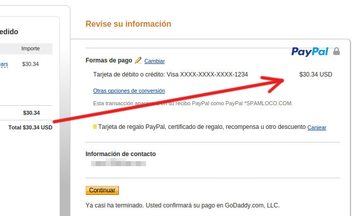 sin conversion pago en paypal