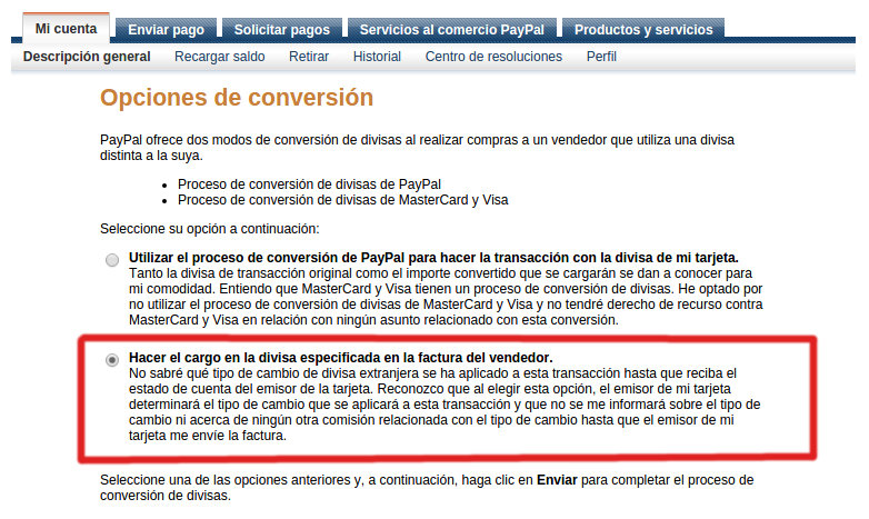 pagar segun moneda de la factura en paypal