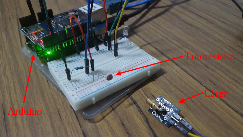 alarma laser con arduino y alertas por twitter