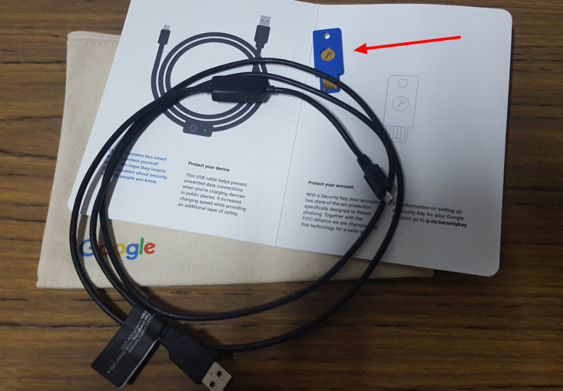 llave usb para verificacion de google