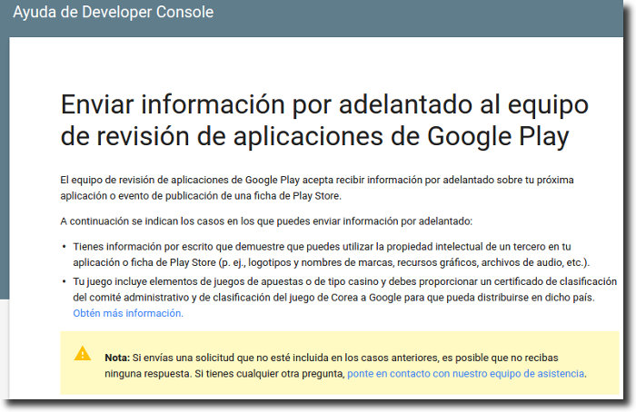 informacion por adelantado google play revision