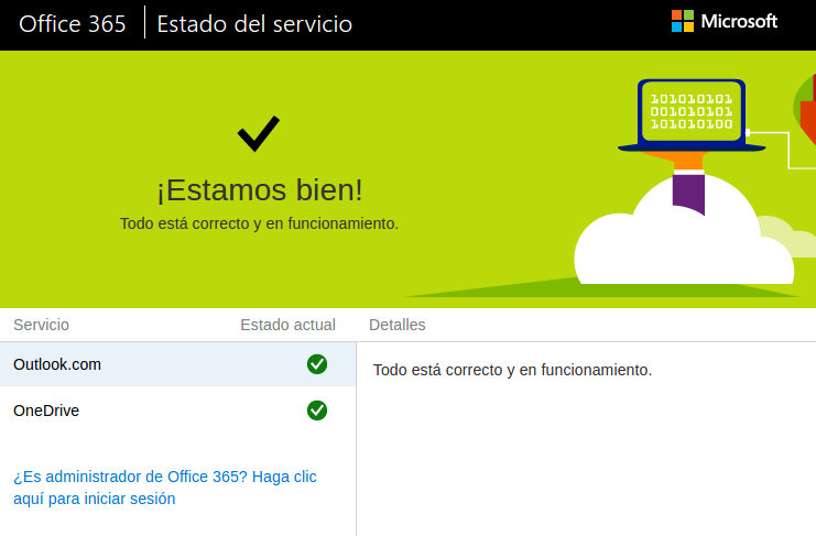 estado de servicios de microsoft