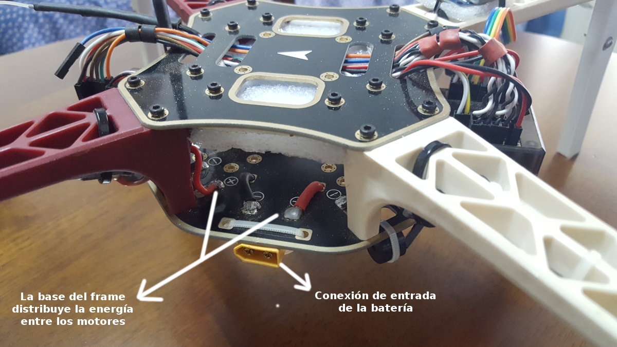 frame del drone y distribucion de energía