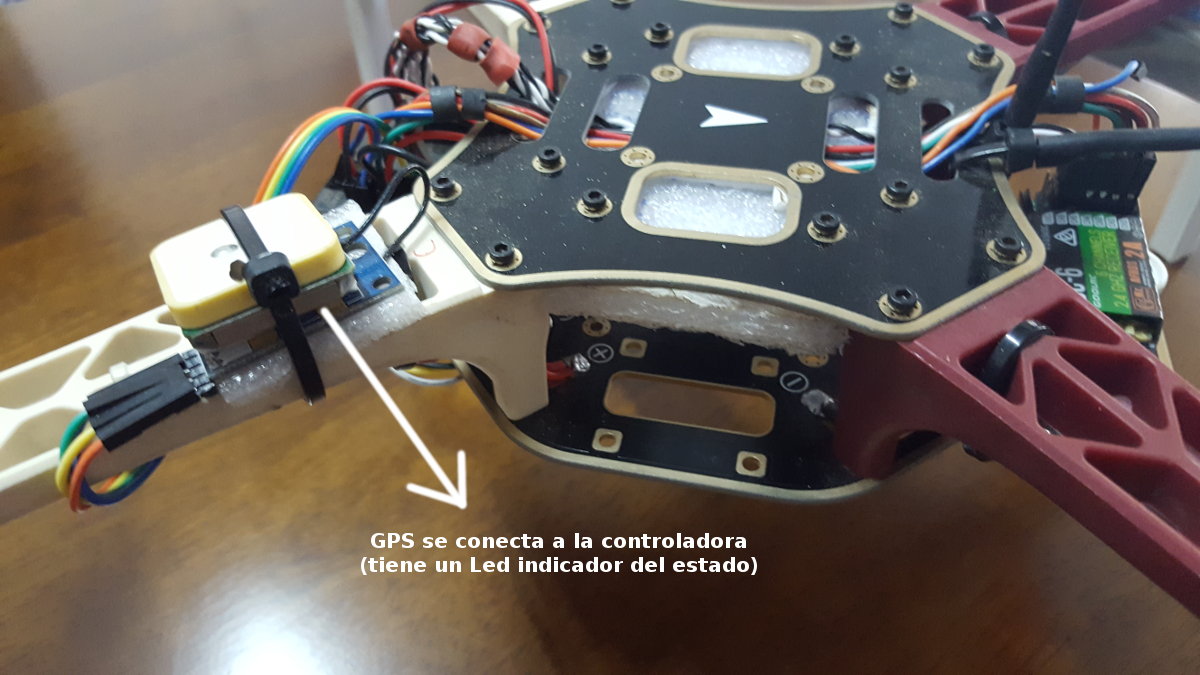 GPS montado en el drone casero