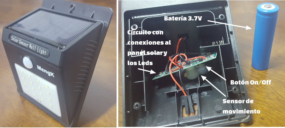 luces led con panel solar y sensor de movimiento